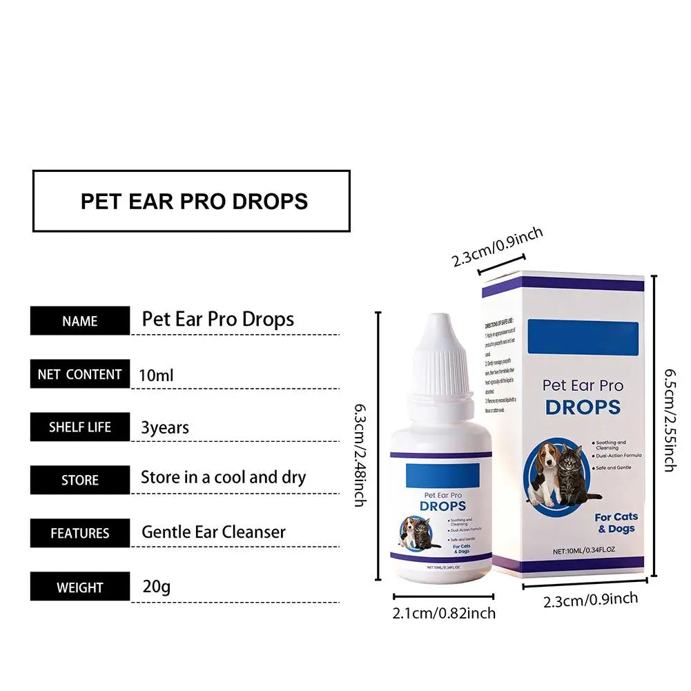 Pet Ear Cleaner Drops for Dogs & Cats Earwax Odor & Itch Care