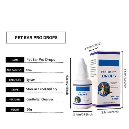 Pet Ear Cleaner Drops for Dogs & Cats Earwax Odor & Itch Care