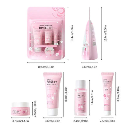 Sakura Skincare Set for Women Cleanser Serum Eye Cream Essence Gift Kit