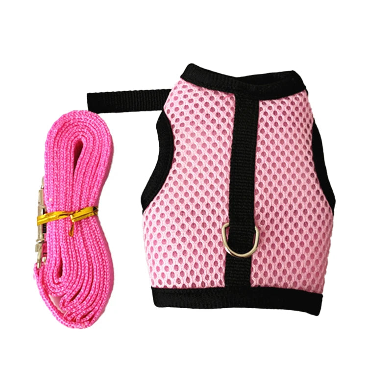 Rabbit Harness and Leash Set Soft Mesh Vest for Guinea Pig Hamster Bunny