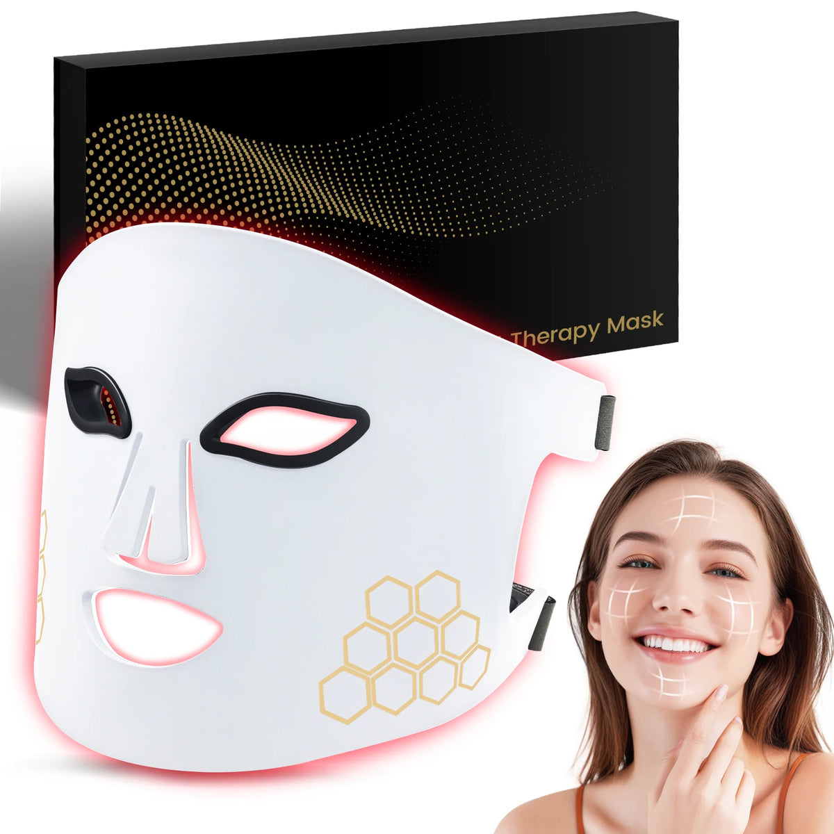 LED Face Mask Light Therapy Red Blue Infrared Facial Skin Care