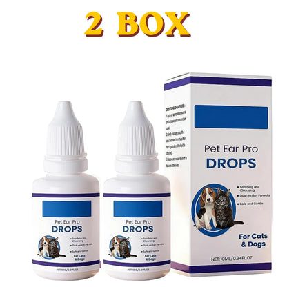 Pet Ear Cleaner Drops for Dogs & Cats Earwax Odor & Itch Care