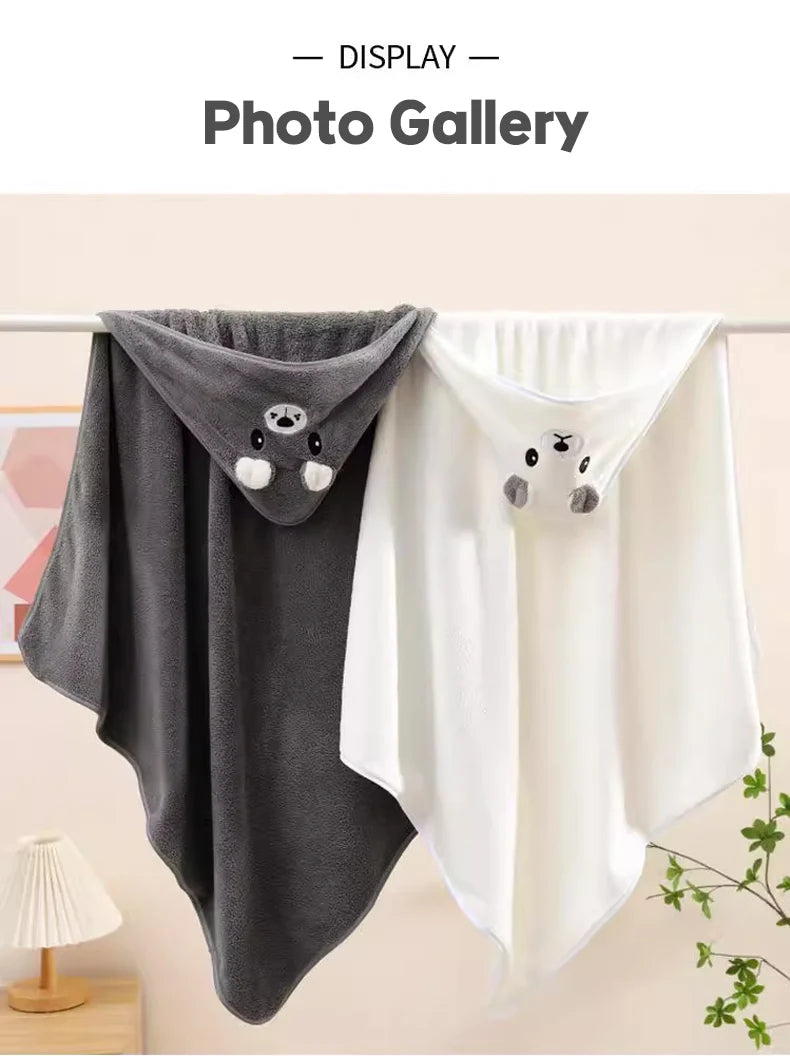 Baby Hooded Bath Towel Soft Absorbent Newborn Swaddle Wrap Blanket