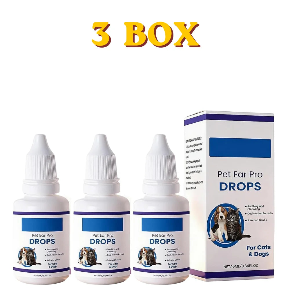Pet Ear Cleaner Drops for Dogs & Cats Earwax Odor & Itch Care