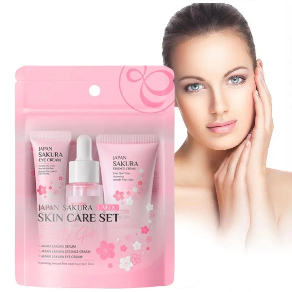 Sakura Skincare Set for Women Cleanser Serum Eye Cream Essence Gift Kit