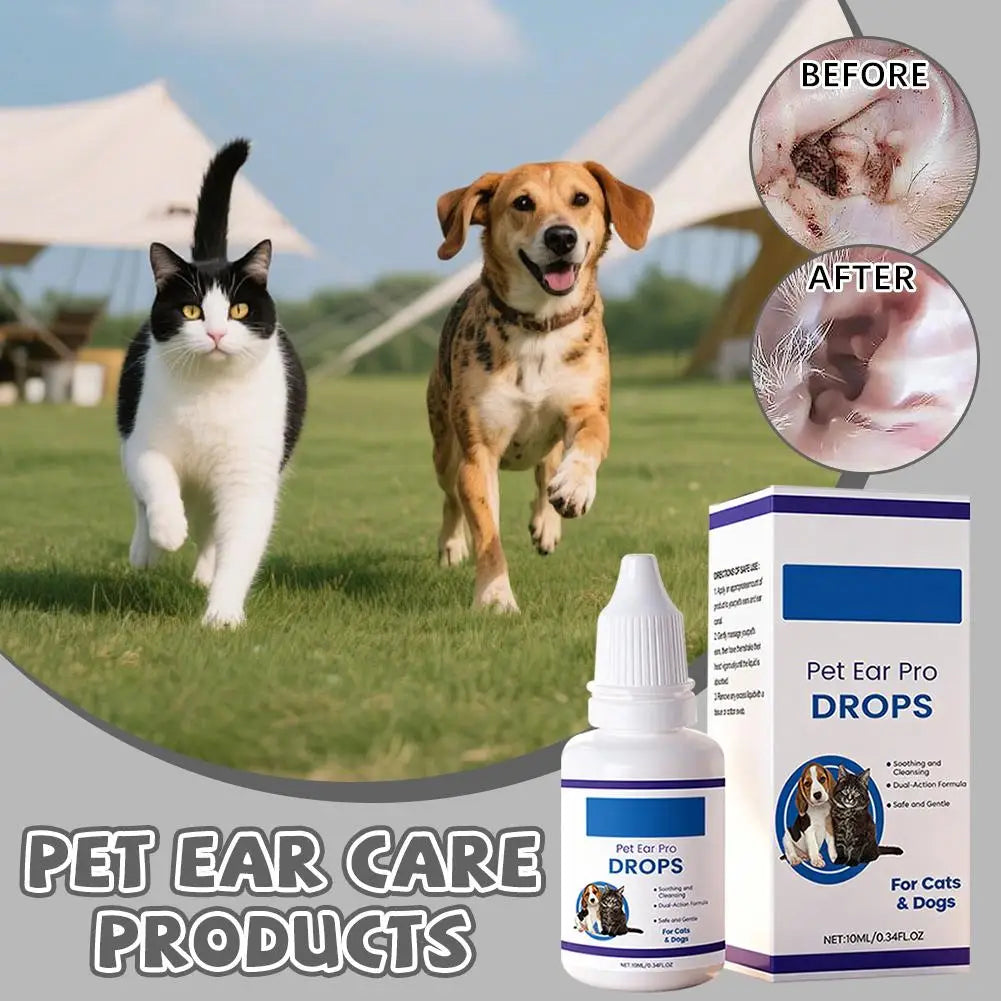 Pet Ear Cleaner Drops for Dogs & Cats Earwax Odor & Itch Care