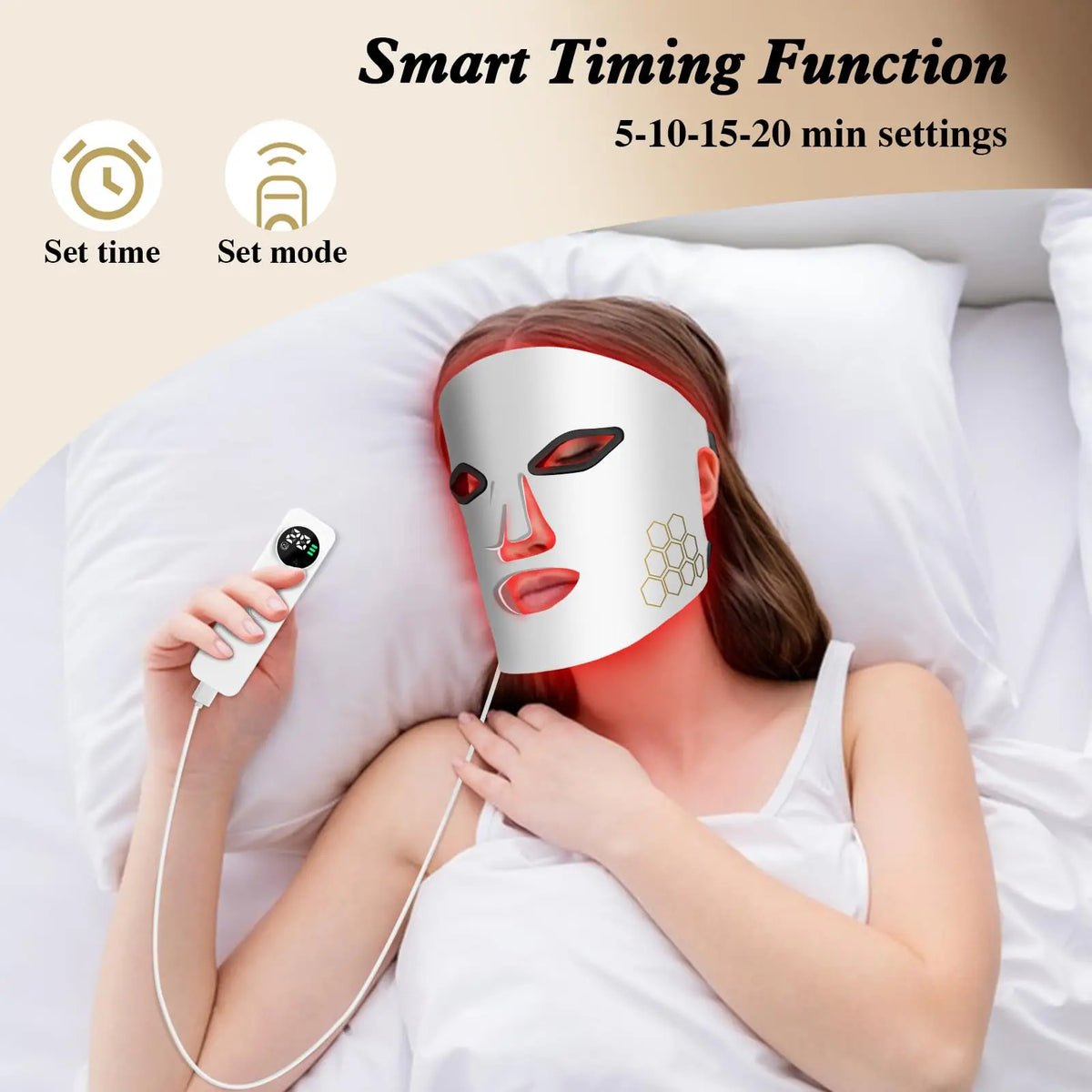 LED Face Mask Light Therapy Red Blue Infrared Facial Skin Care
