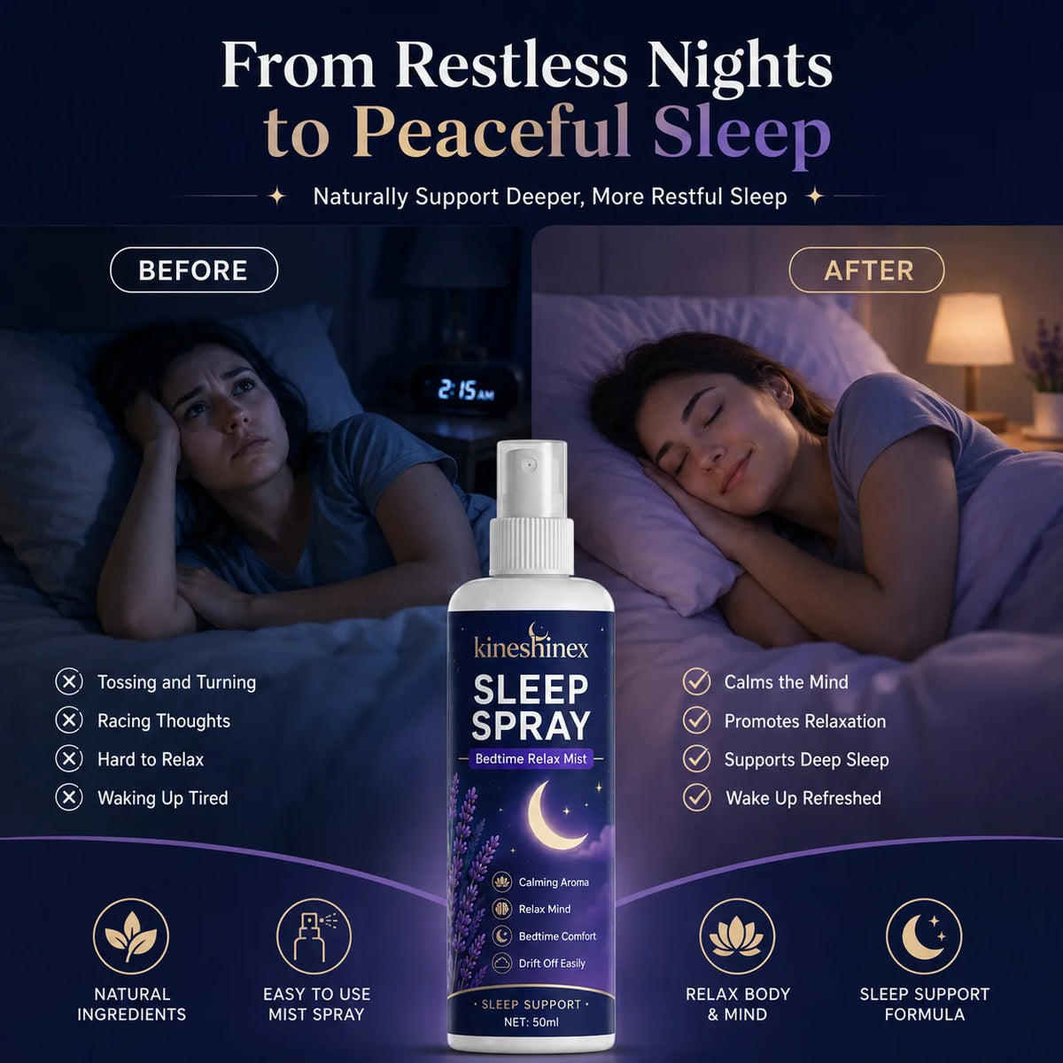 Sleep Spray Bedtime Relaxation Pillow & Room Mist Calming Aroma