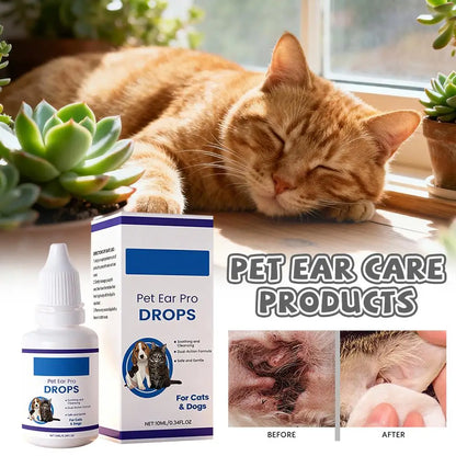 Pet Ear Cleaner Drops for Dogs & Cats Earwax Odor & Itch Care