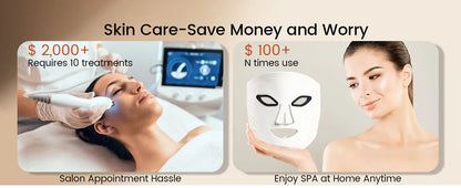 LED Face Mask Light Therapy Red Blue Infrared Facial Skin Care