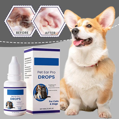Pet Ear Cleaner Drops for Dogs & Cats Earwax Odor & Itch Care