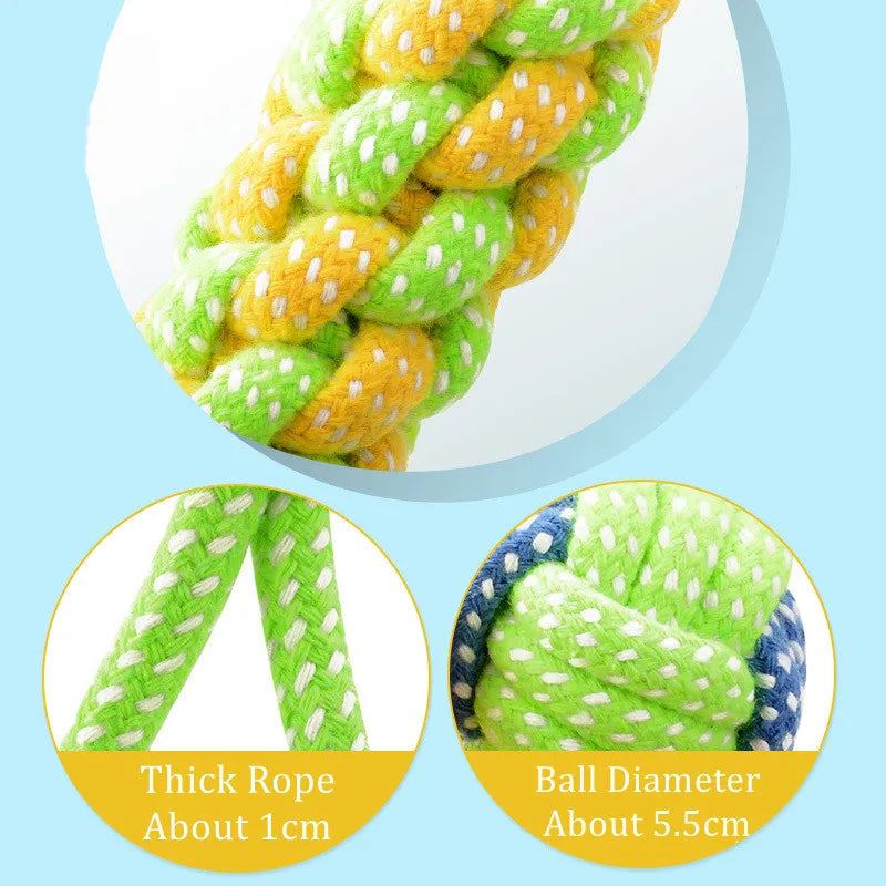 Dog Rope Chew Toy Interactive Cotton Ball Puppy Toy for Small Large Dogs