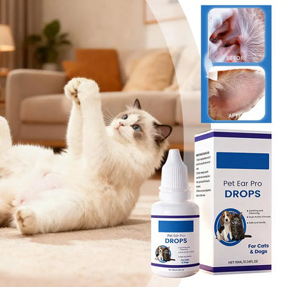 Pet Ear Cleaner Drops for Dogs & Cats Earwax Odor & Itch Care