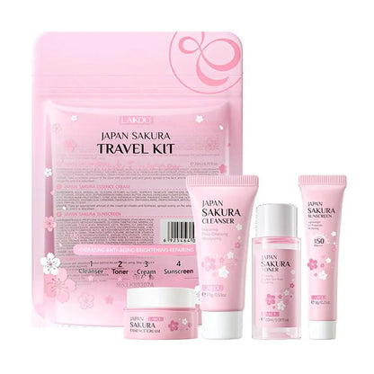 Sakura Skincare Set for Women Cleanser Serum Eye Cream Essence Gift Kit