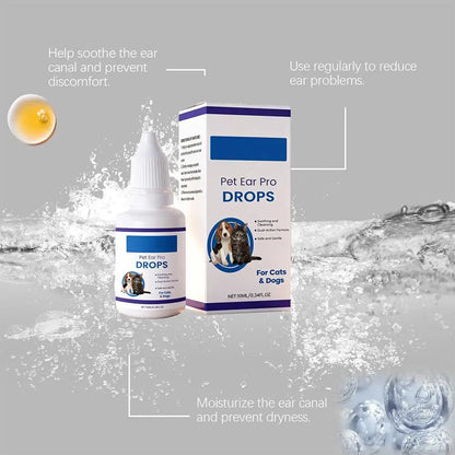Pet Ear Cleaner Drops for Dogs & Cats Earwax Odor & Itch Care