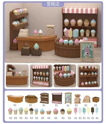 Mini Supermarket Dollhouse Toys Pretend Shopping Educational Play Set