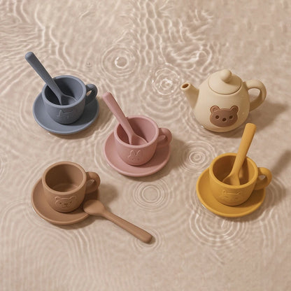 Wooden Tea Set for Kids Pretend Play Tea Party Role Playing Toy
