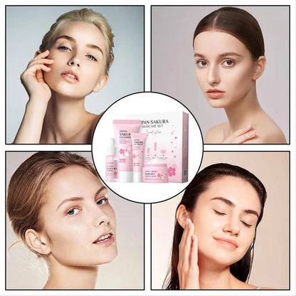 Sakura Skincare Set for Women Cleanser Serum Eye Cream Essence Gift Kit