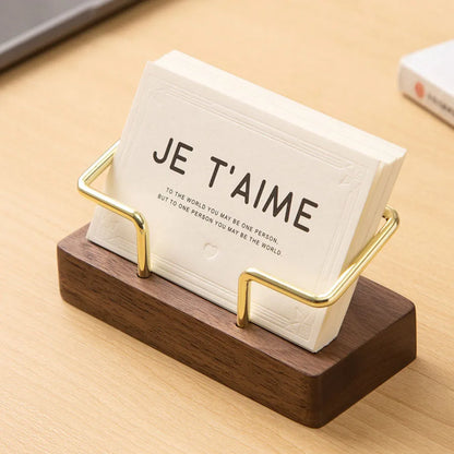 Wooden Business Card Holder Desk Organizer Office Display Stand