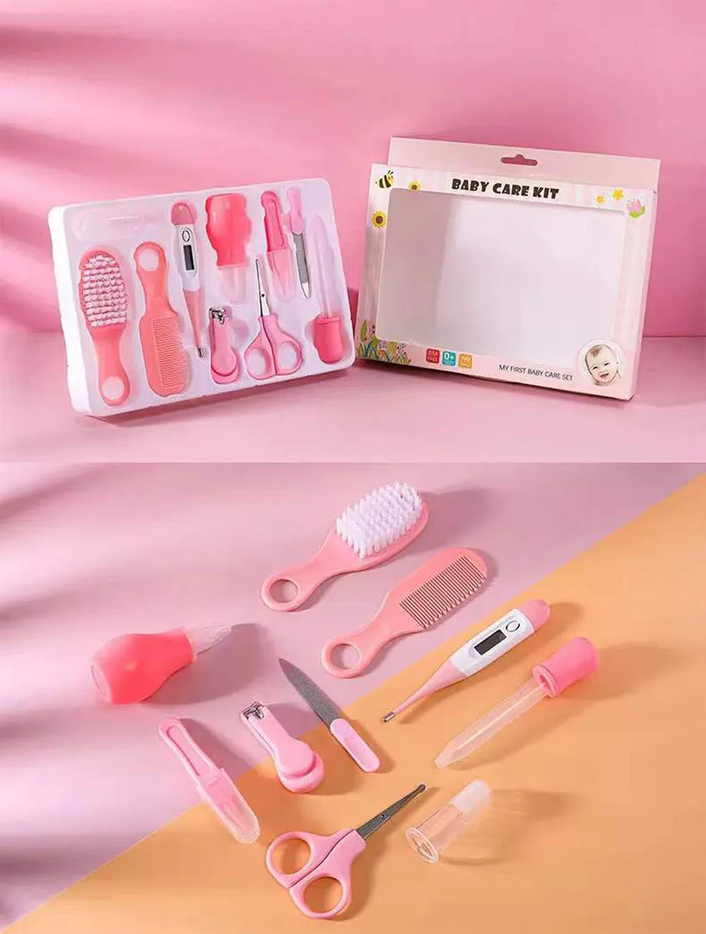 10PCS Baby Grooming Kit Newborn Health Care Nail Hair Thermometer Set