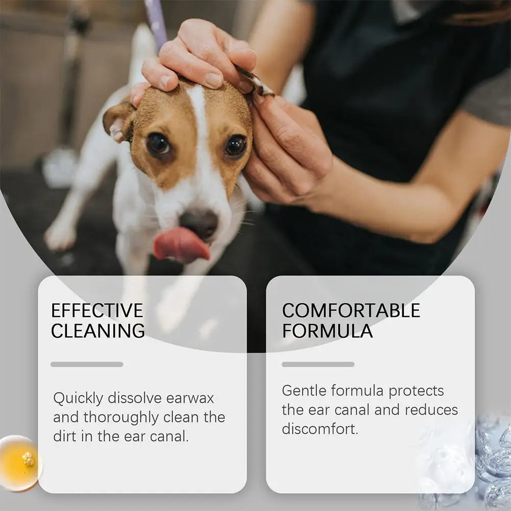Pet Ear Cleaner Drops for Dogs & Cats Earwax Odor & Itch Care
