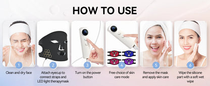 LED Face Mask Light Therapy Red Blue Infrared Facial Skin Care
