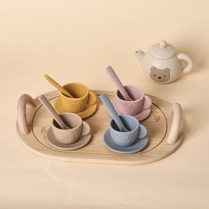Wooden Tea Set for Kids Pretend Play Tea Party Role Playing Toy