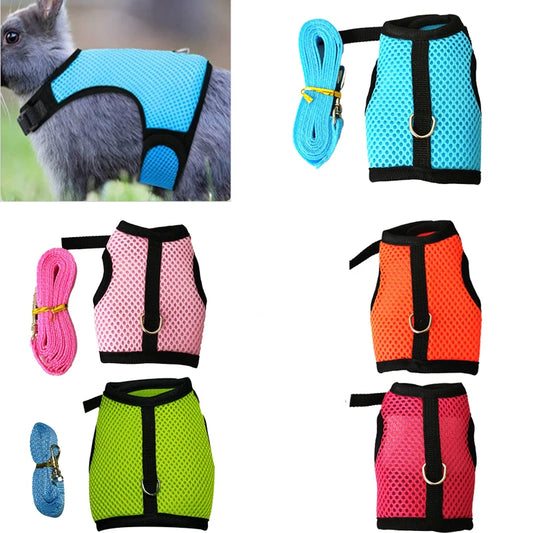 Rabbit Harness and Leash Set Soft Mesh Vest for Guinea Pig Hamster Bunny